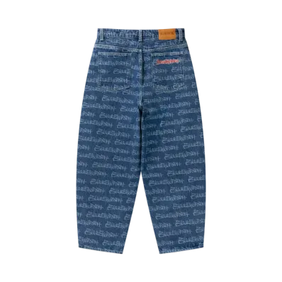 BlackEyePatch Fasthand Script Patterened Extra Baggy Jeans "Indigo"