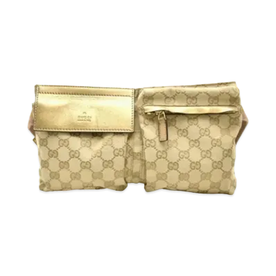GUCCI GG Canvas Waist Pouch "Gold"