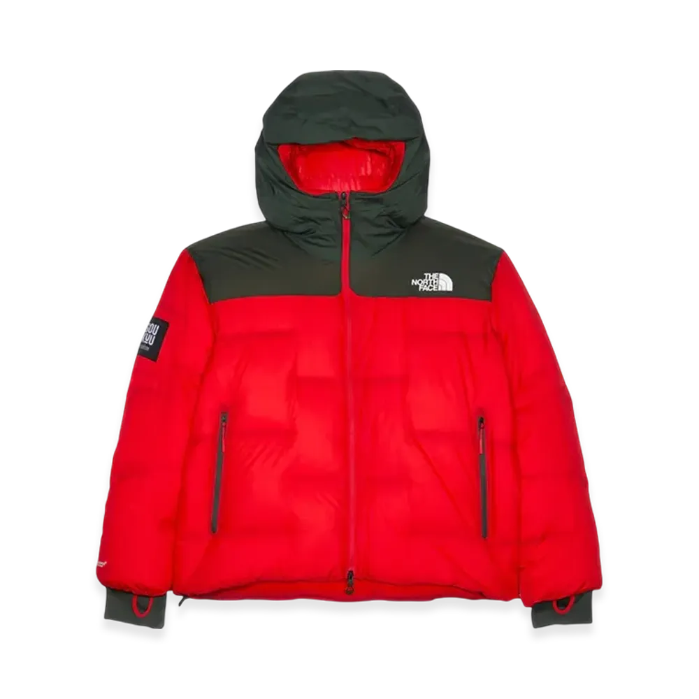 The North Face x Undercover Soukuu Cloud Down Nupste "Dark Cedar Green/High Risk Red"