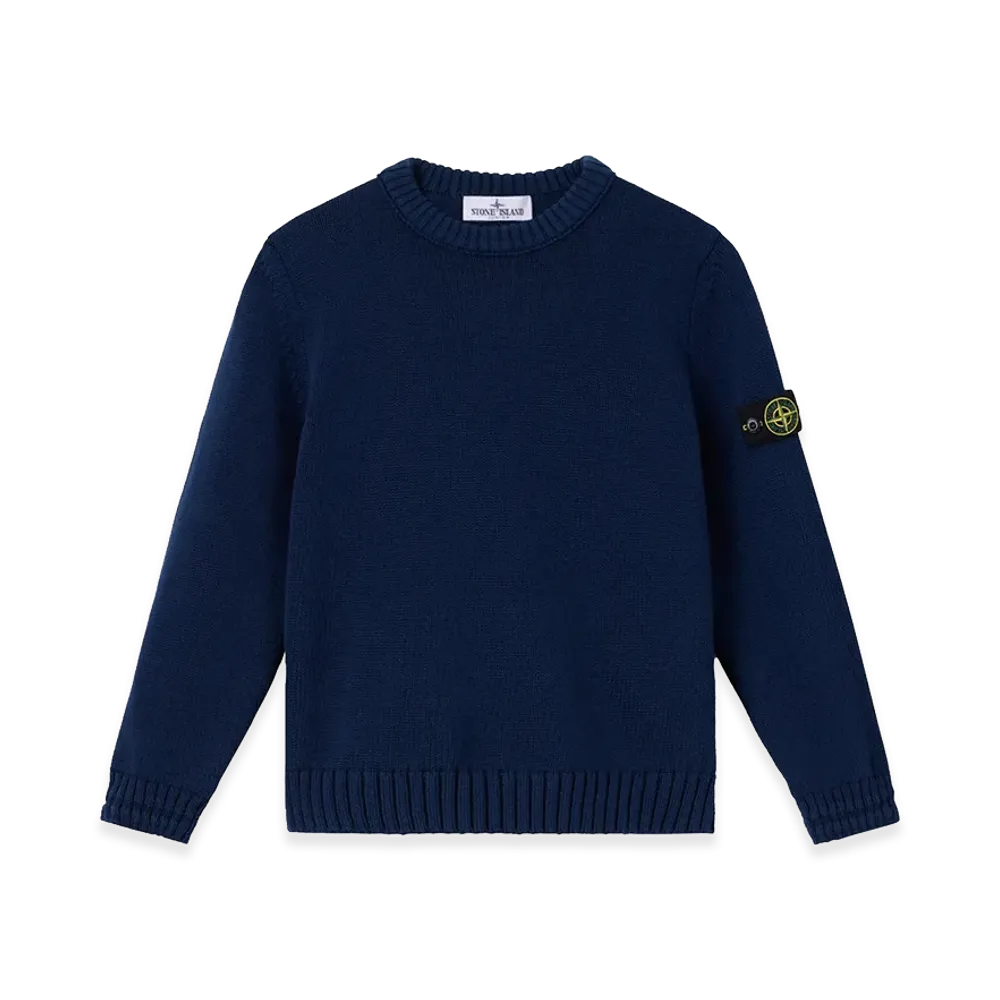 Stone Island Kids Ribbed Sweater with Logo "Blue"