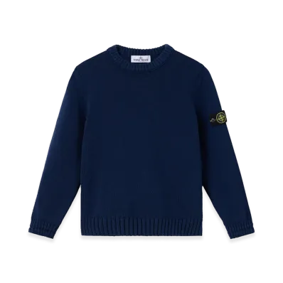 Stone Island Kids Ribbed Sweater with Logo "Blue"