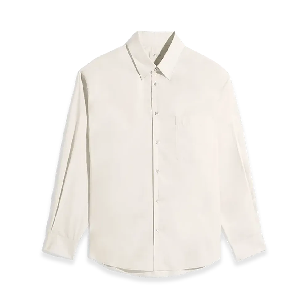 LEMAIRE Washed Cotton Silk Regular Shirt "Light Cream"