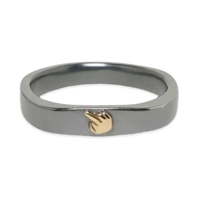 PORTER CLASSIC BLACK SILVER RING W/GOLD MIDDLE FINGER "GOLD&SILVER"