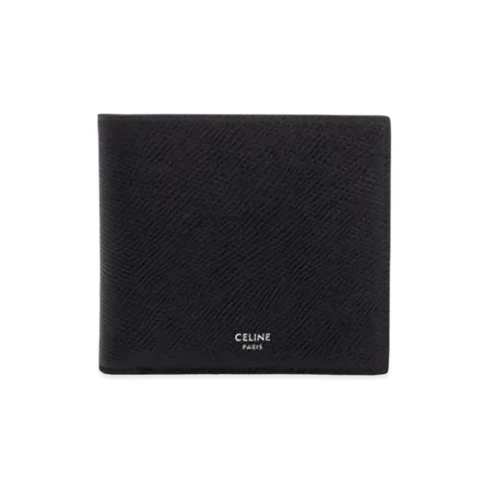 CELINE Bi-Fold Wallet In Grained Calfskin "Black"