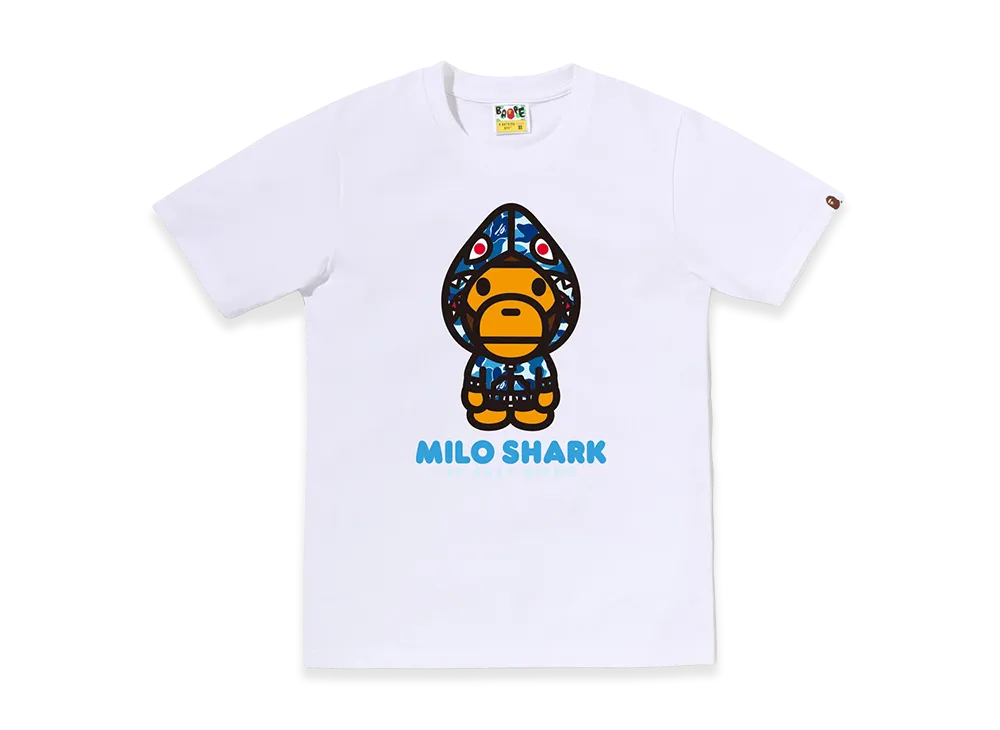 A BATHING APE Women's ABC Camo Milo Shark FZH Tee "White/Blue"