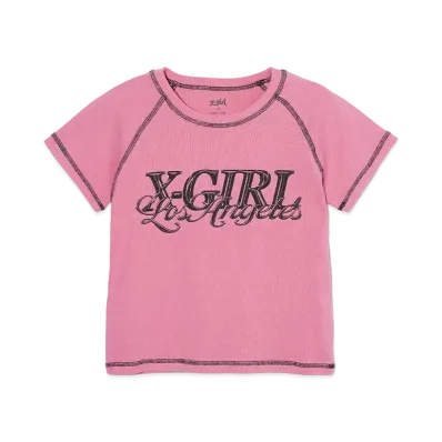 X-Girl Chrome Effect Logo Raglan S/S Baby Tee "Pink"