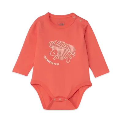 The North Face Baby Long Sleeve Cotton Rompers "Living Coral"