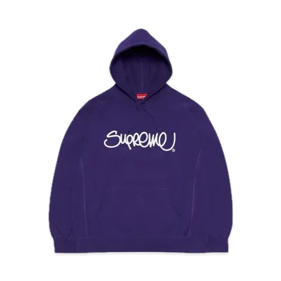 Supreme Raised Handstyle Hooded Sweatshirt "Purple"