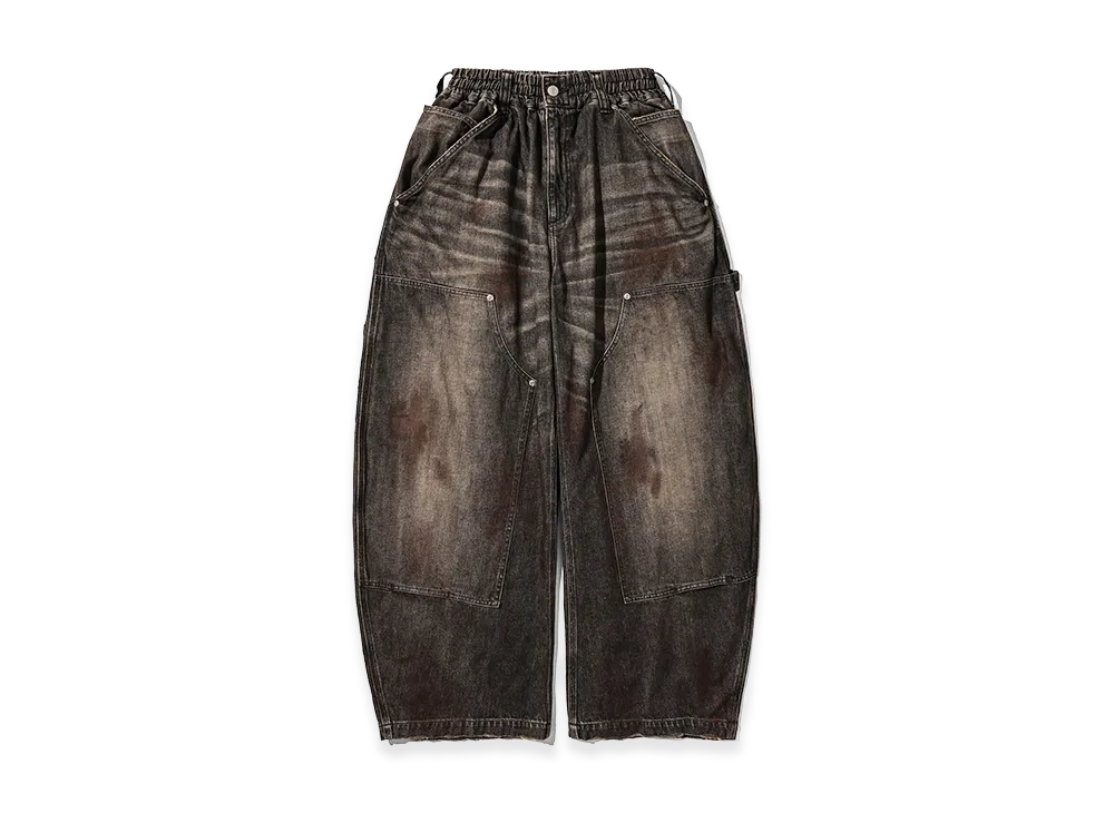CLESSTE Vintage Dyed Selvedge Denim Double Knee Curved Worker Pants "Vintage Black"