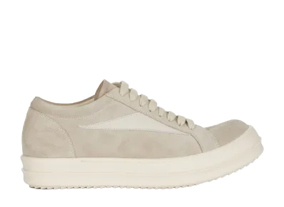 Rick Owens Women's SS26 Vintage Sneaks Suede Leather And Full Grain Calf Leather "Pearl/Dirty Milk/Milk"
