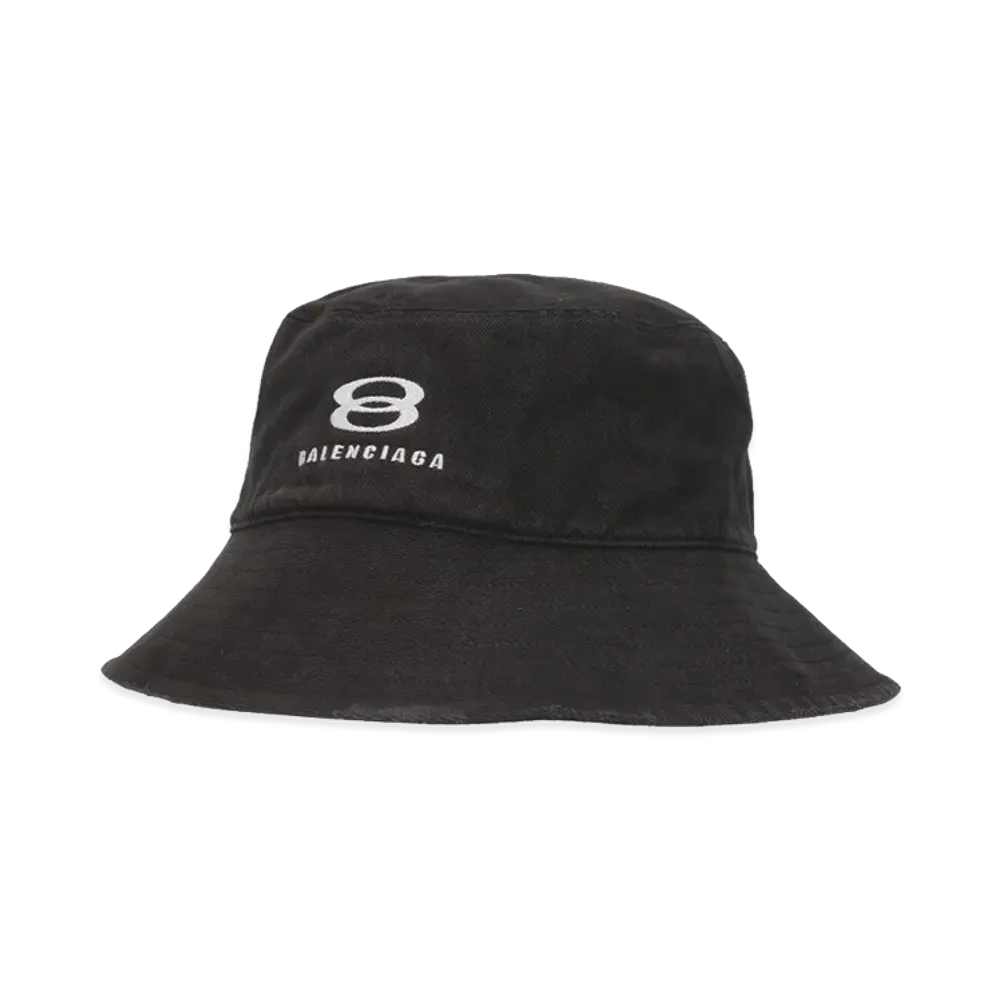 BALENCIAGA Logo Embroidery Damaged Bucket Hat "Black"