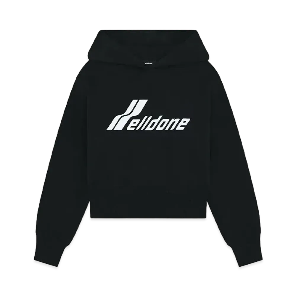 WE11DONE Lettering Symbol Crop Hoodie "Black"