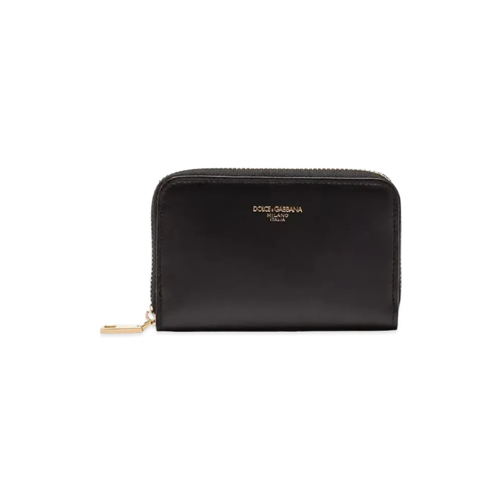 Dolce&Gabbana Small Zip Around Wallet Calfskin Logo "Black"