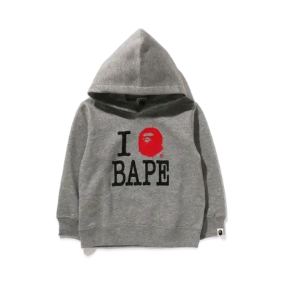 A BATHING APE I Love Bape Pullover Hoodie "Gray"