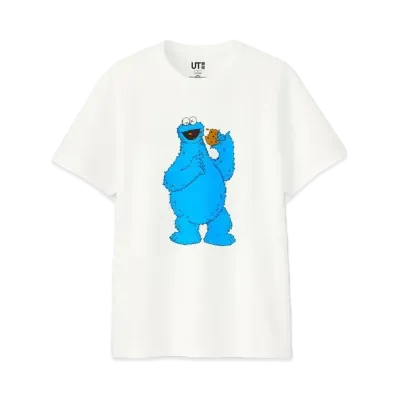 KAWS x Uniqlo x Sesame Street Cookie Monster Tee "White"