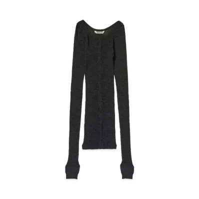 AURALEE Wool Soft Rib Cardigan "Charcoal"