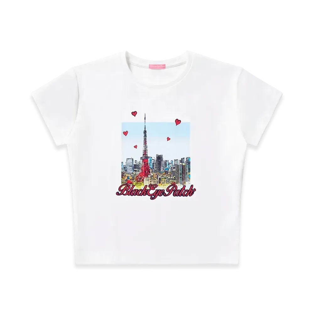 Blackeyepatch Tokyo Sketch Baby Tee "White"