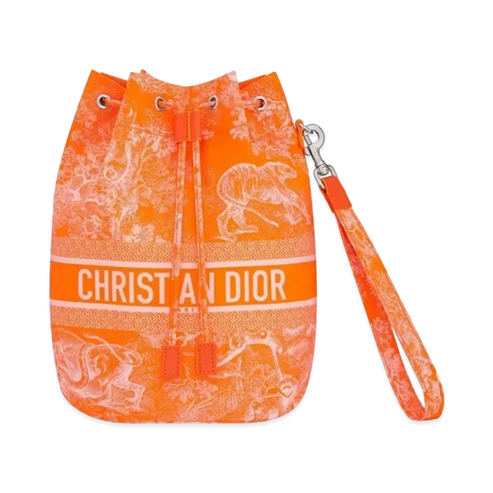Dior Travel Pouch Fluorescent Toile De Jouy Reverse Technical Fabric "Orange"