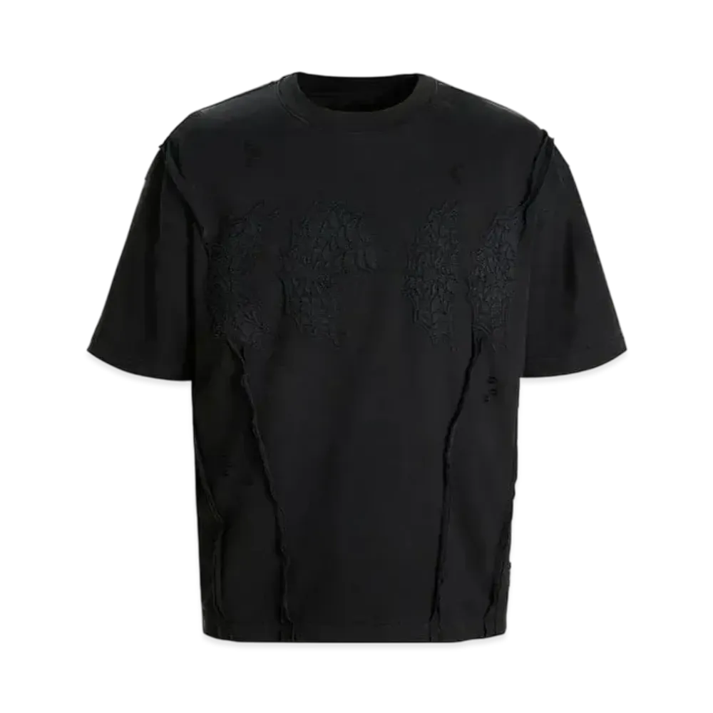The Boy Has No Patience Moonstone Cobweb Patch Destroyed S/S Tee "Black"