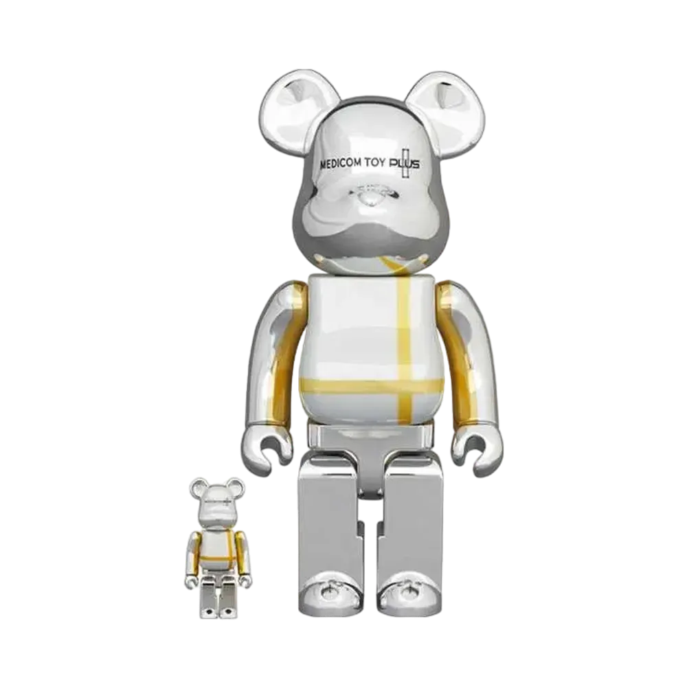Bearbrick MEDICOM TOY PLUS SILVER CHROME Ver. 100% & 400%