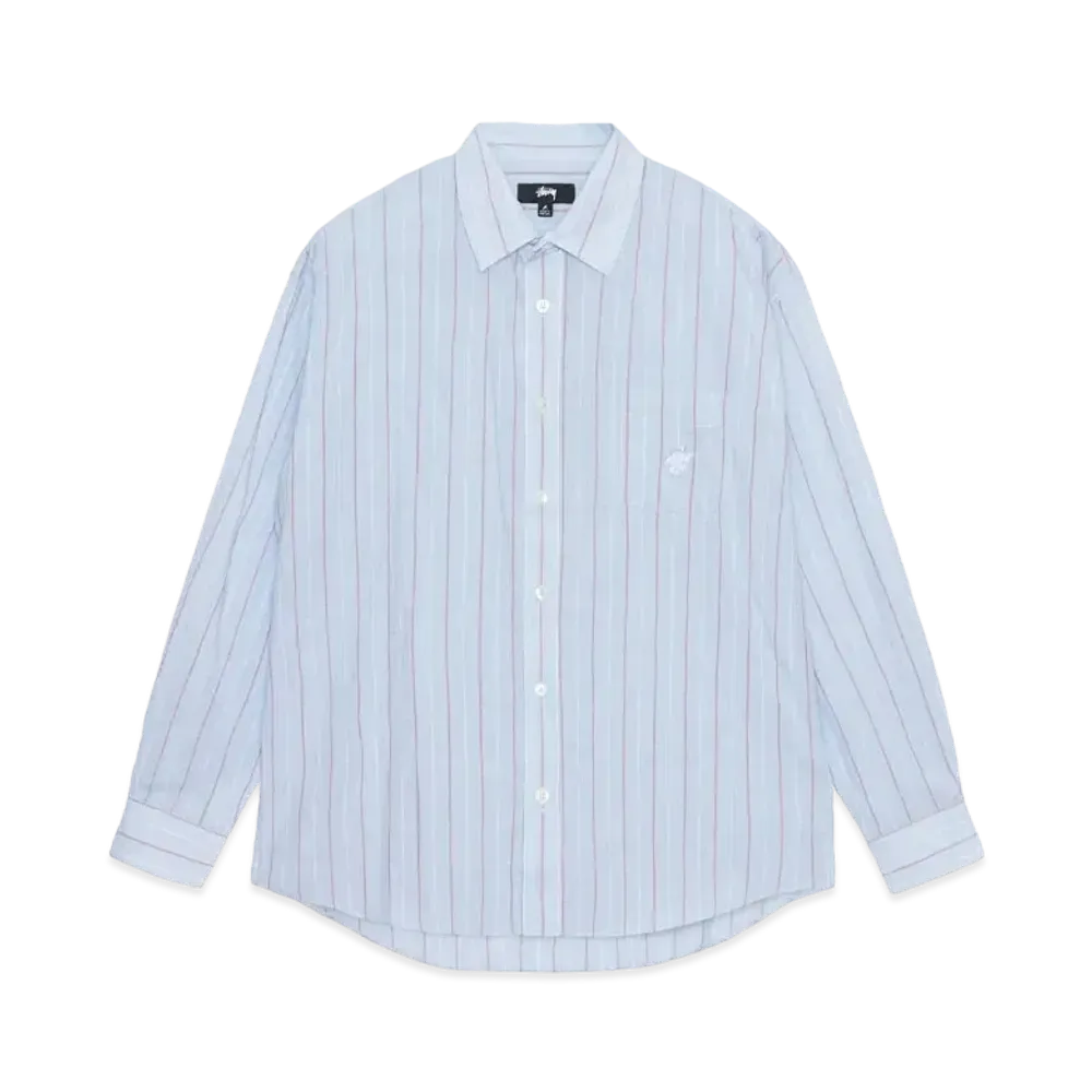 Stussy Classic Shirt Striped Cotton Linen "Light Blue"