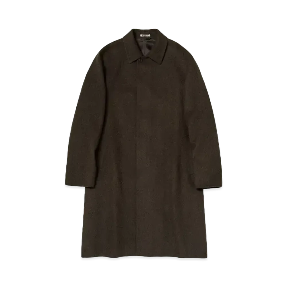 AURALEE Baby Camel Flannel Coat "Dark Brown"