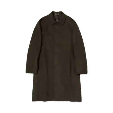 AURALEE Baby Camel Flannel Coat "Dark Brown"