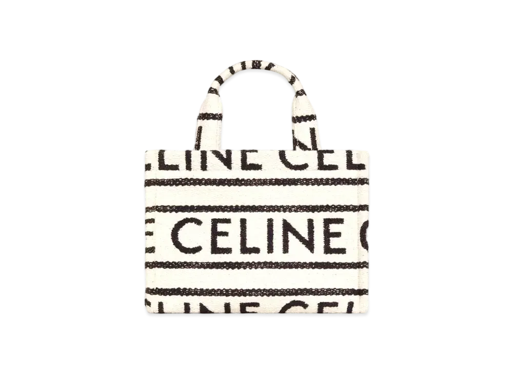 CELINE Small Cabas Thais In Textile With Celine All-Over "White/Black"