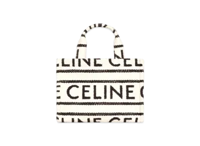 CELINE Small Cabas Thais In Textile With Celine All-Over "White/Black"