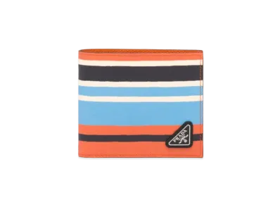 PRADA Print Saffiano Leather Wallet With Coin Pocket "Orange"
