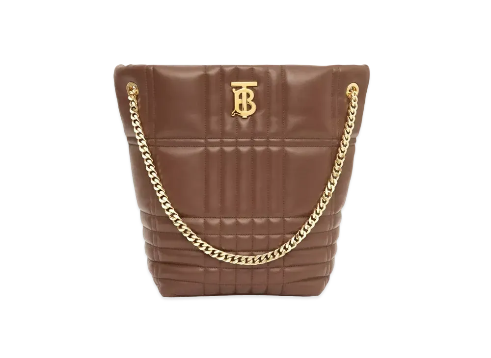 Burberry Medium Quilting Lambskin Lola Bucket Bag "Tan"