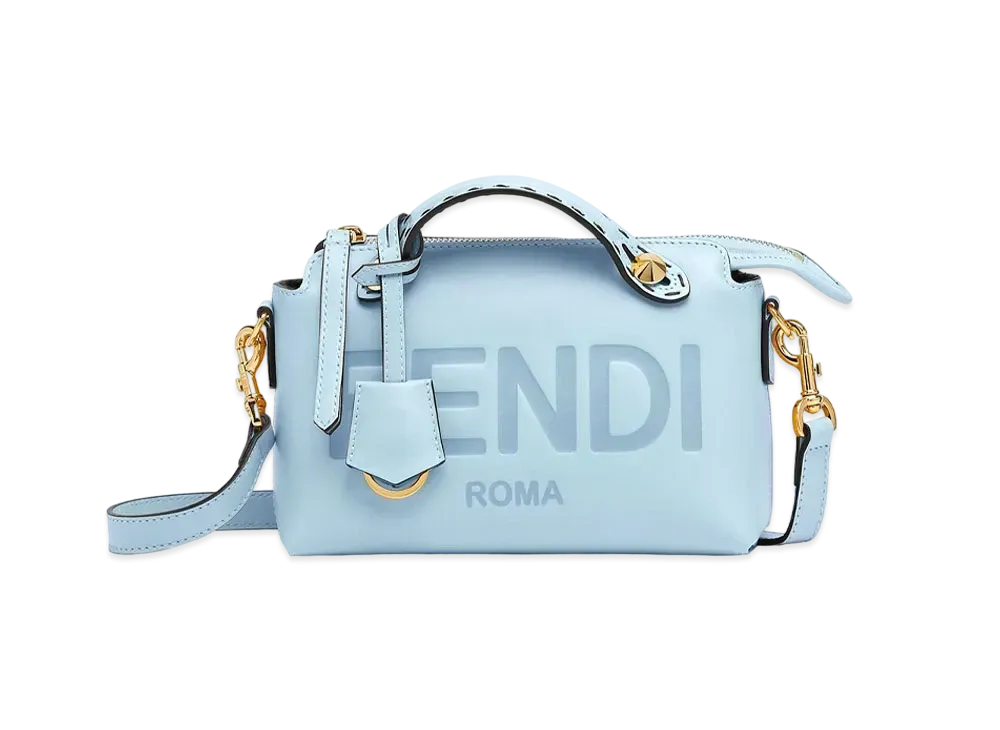 FENDI By Theway Small Leather Boston Bag "Light Blue"