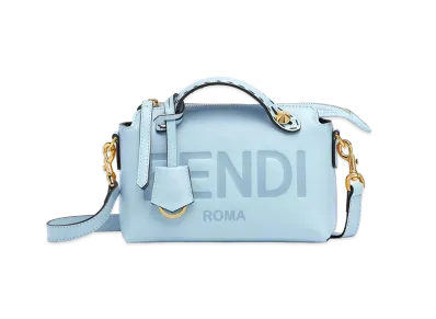 FENDI By Theway Small Leather Boston Bag "Light Blue"