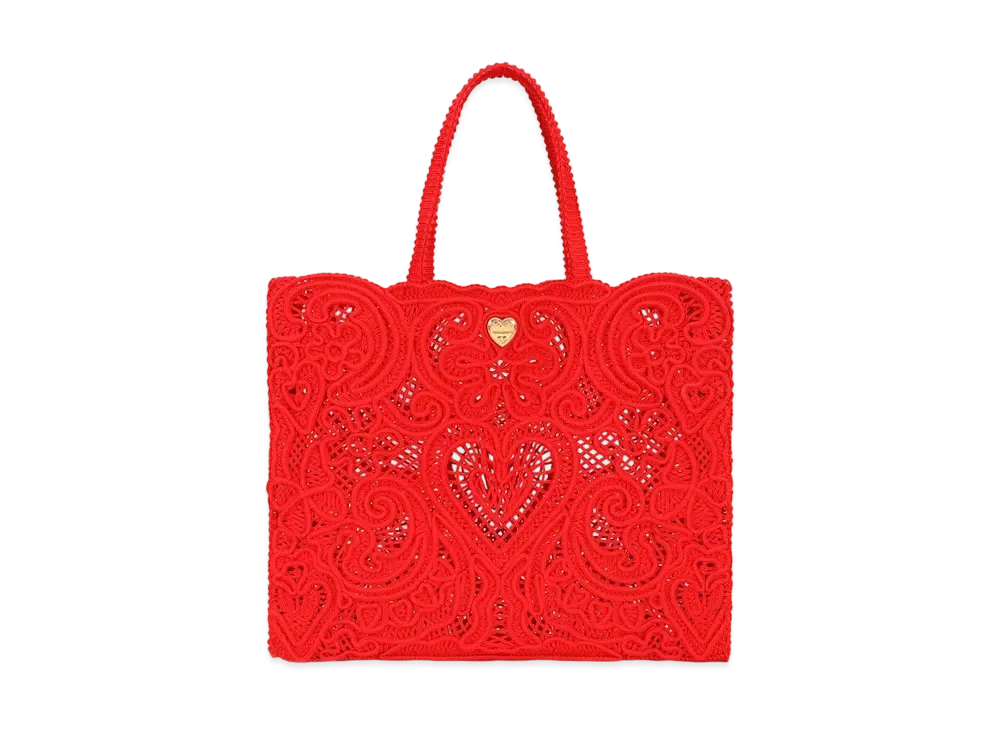 Dolce&Gabbana Beatrice Shopping Bag Large Code Race Embroidery "Red"