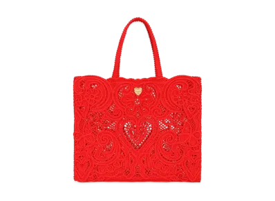 Dolce&Gabbana Beatrice Shopping Bag Large Code Race Embroidery "Red"