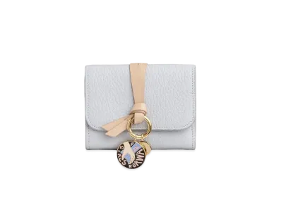 Chloe Chloe For Unicef Alphabet Mini Tri Fold Wallet In Grained And Smooth Calfskin "Light Cloud"