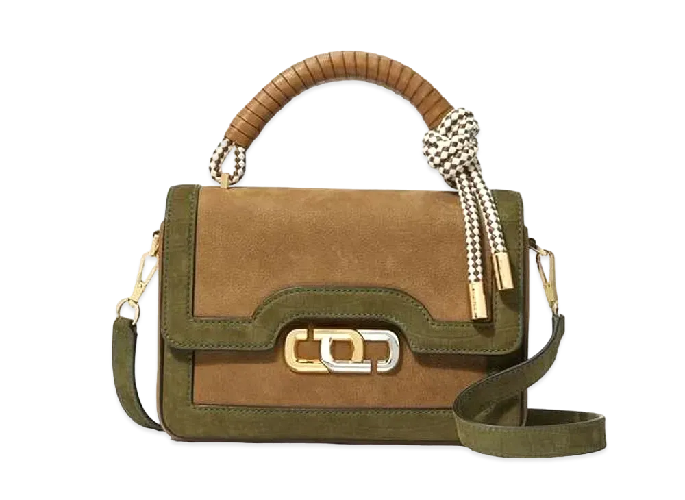 Marc Jacobs The J Link Suede Shoulder Bag "Dark Green Multi"