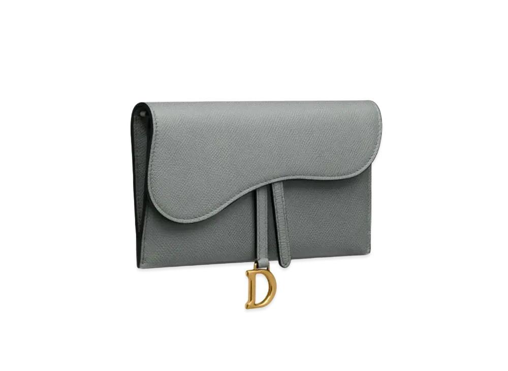 Dior Saddle Wallet Grained Calfskin "Gray"