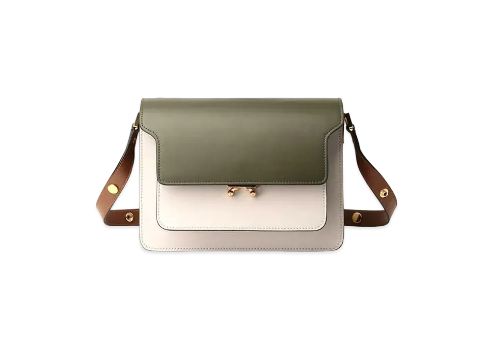 Marni TRUNK Bag in Smooth Calf "Green/White/Beige"