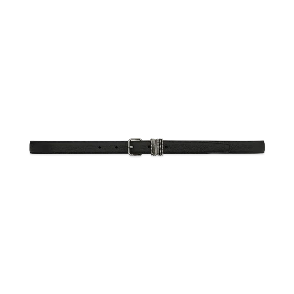 Saint Laurent Stacked-Loop Belt In Grained Leather "Black"