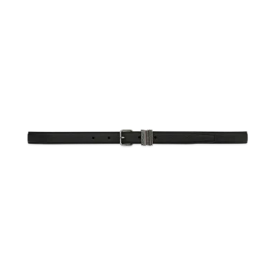 Saint Laurent Stacked-Loop Belt In Grained Leather "Black"