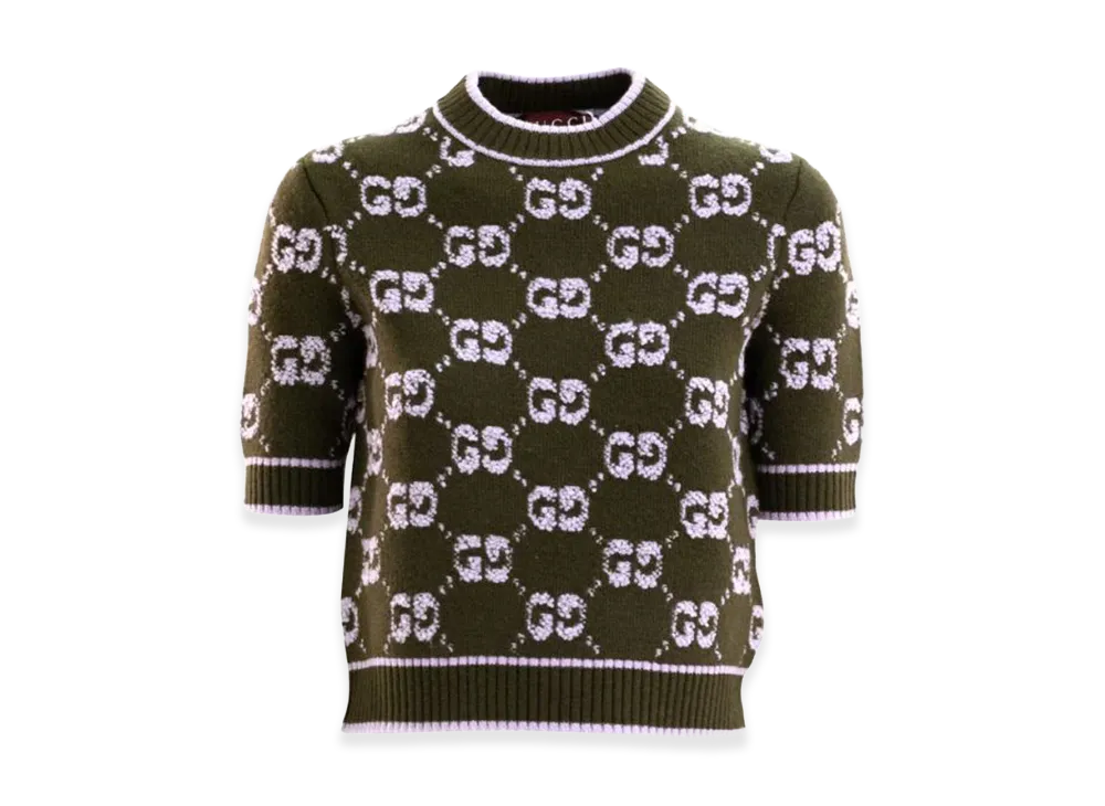 GUCCI Women's Embroidered Wool Sweater "Printed"