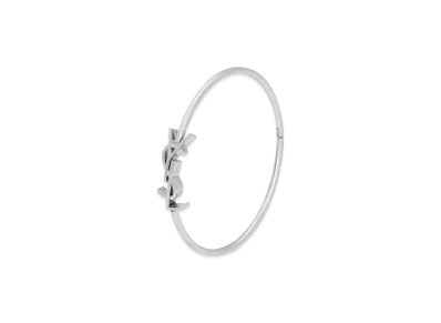 Saint Laurent Cassandra Hinged Bangle 18K "Grey Gold"