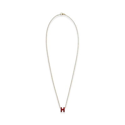 Hermes Mini Pop H Pendant "Gold/Rouge Ruby"