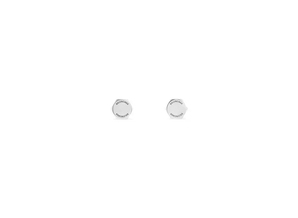 BALENCIAGA Garage Double Screw Earrings "Antique Silver"