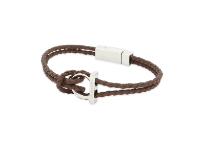 Salvatore Ferragamo Gancini Leather Bracelet "Brown"