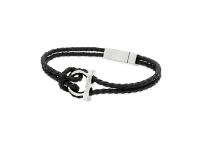 Salvatore Ferragamo Gancini Leather Bracelet "Black"