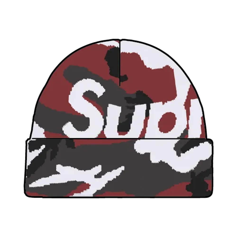 Supreme Camo Big Logo Beanie "Red Camo"