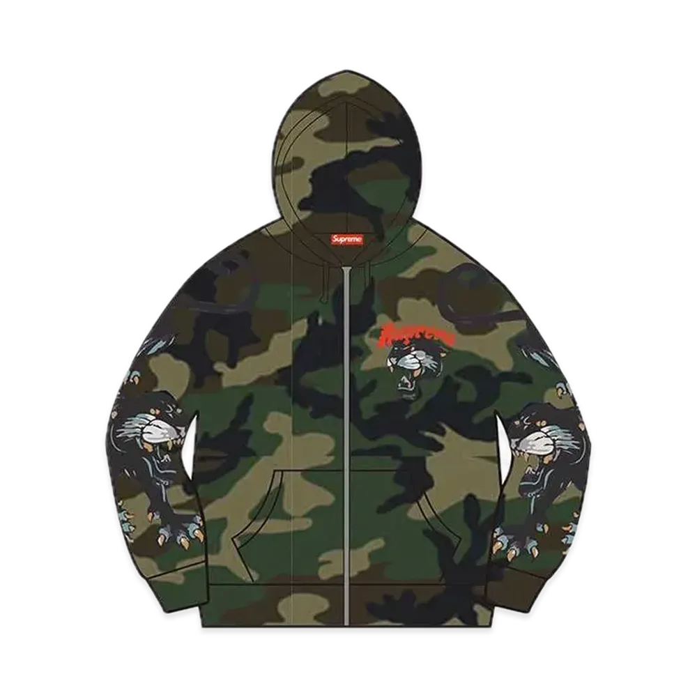 Supreme Panther Zip Up Hooded Sweatshirt "Camo"