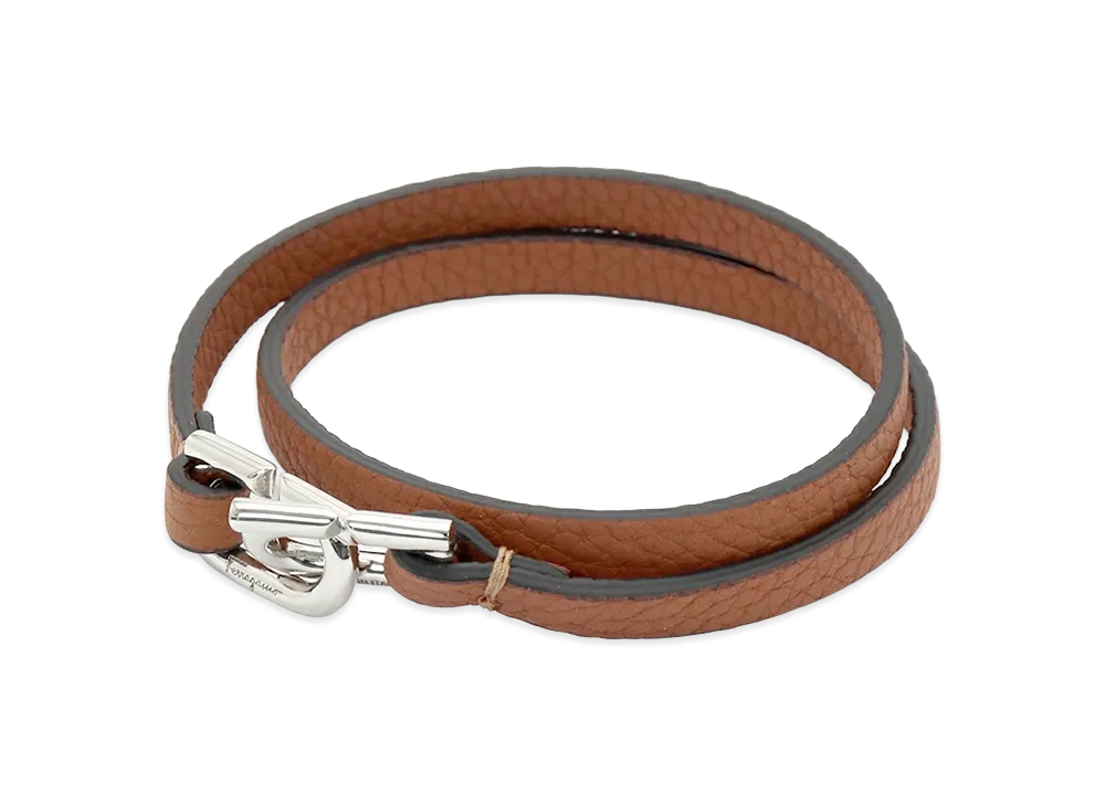 Salvatore Ferragamo Gancini Motif Leather Bracelet "Cuoio"